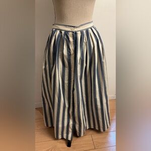 Vintage Jones NEW YORK Blue & White Striped 100% Cotton Midi Skirt Sz 10